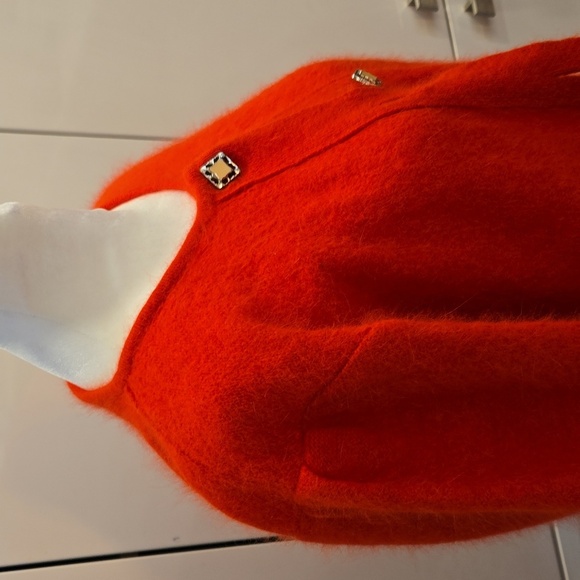 Vintage 1980s Angora Balloon Sleeves Red Cardigan Womens Size Medium - Picture 6 of 7